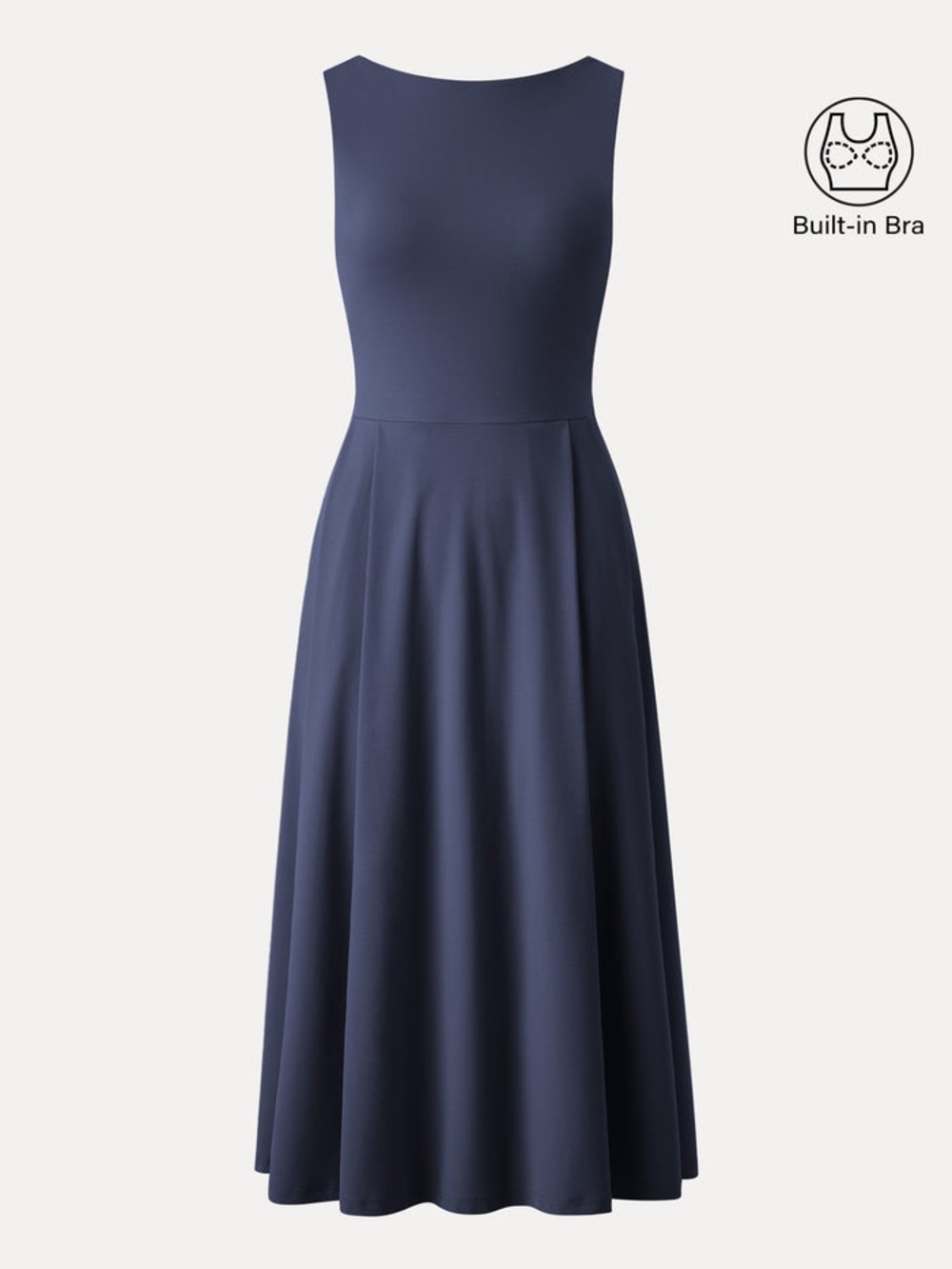 Ogl Boatneck Bamboo Ponte Bra Midi Dress with Pockets